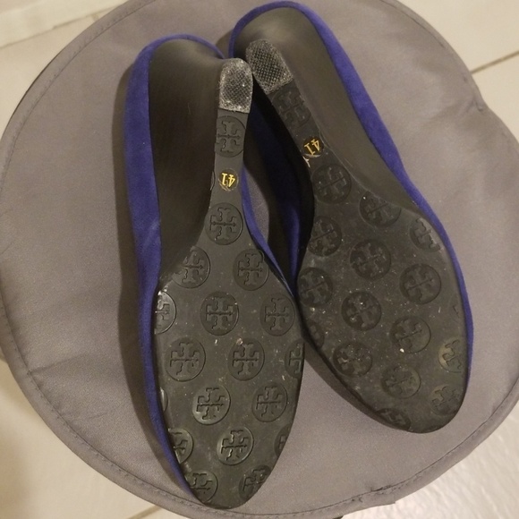 💕TORY BURCH💕 Sophie Wedge Pumps in Blue Suede EU 41 - Picture 4 of 8